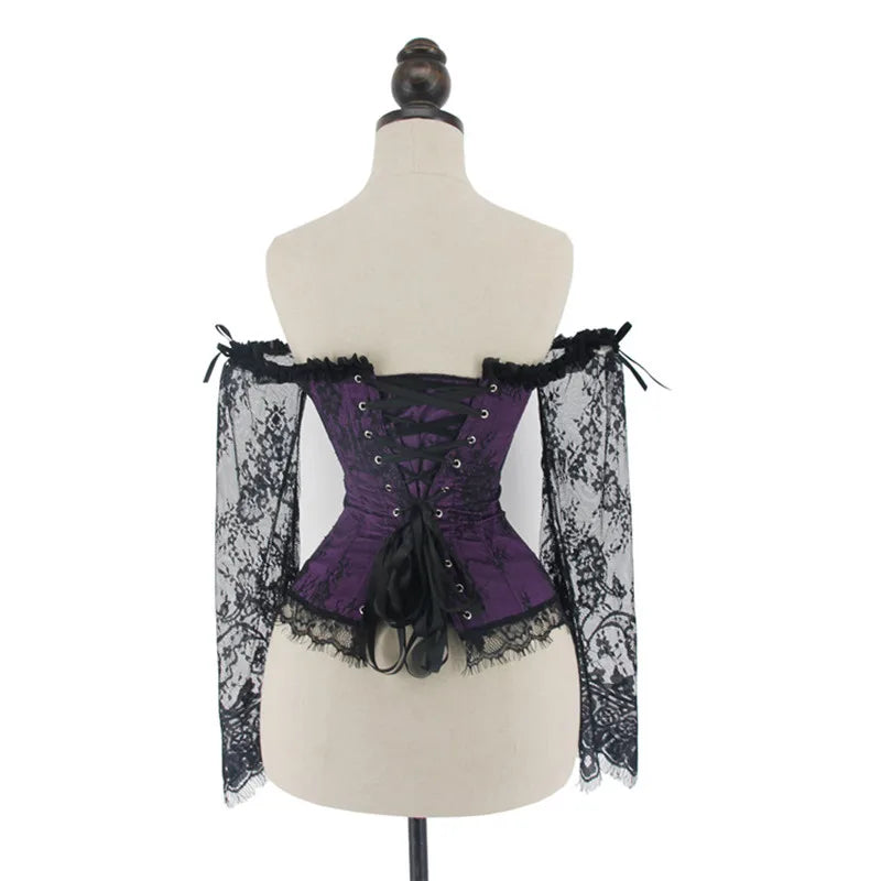 Corsetto da donna di supporto - scollo a barca, pizzo satinato