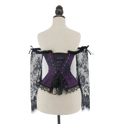 Corsetto da donna di supporto - scollo a barca, pizzo satinato