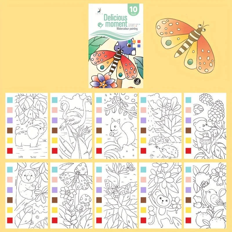 Watercolor Painting Book With Pen Self Contained Water Colors Art Kit For Kids Back To School 2025 Gift