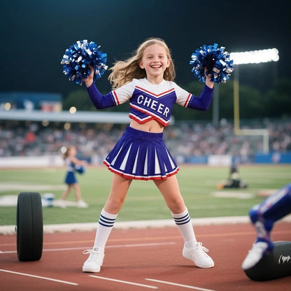Girls Cheerleader Printed Letter T-Shirt and Skirt Cosplay Costume Set Ages 3–12 Halloween 2026