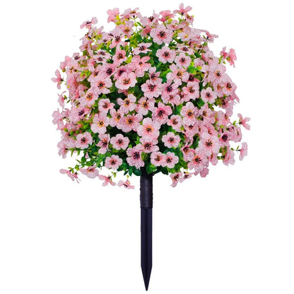 Picchetto da giardino con fiore artificiale, cespuglio fiorito finto da esterno con punta da conficcare nel terreno per decorare cortili, giardini e fioriere, 45 x 36 cm