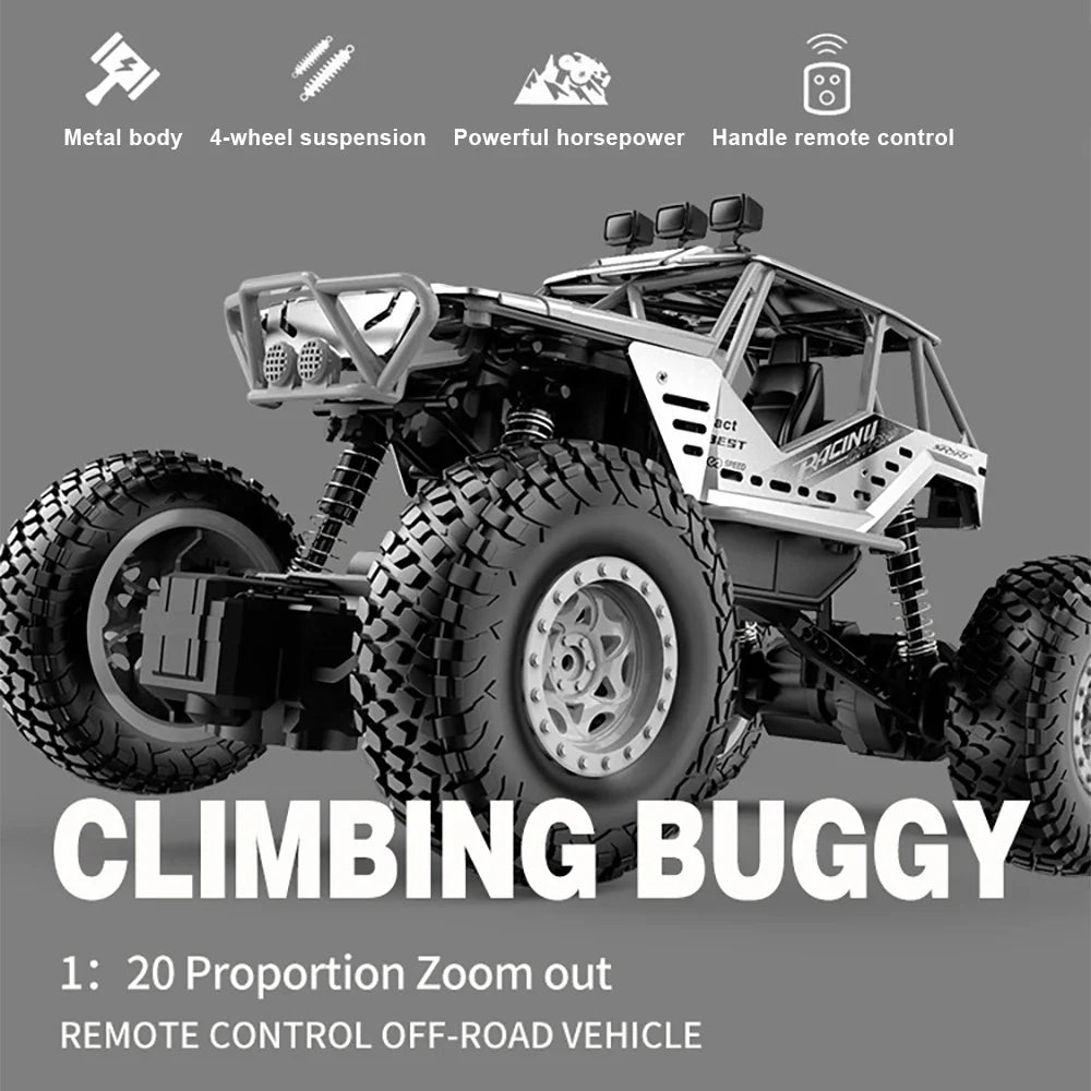 Remote Control Car Off Road Monster Truck Rock Crawler 4WD Dual Motors Metal Shell LED Headlights Kids Gift Fall 2025