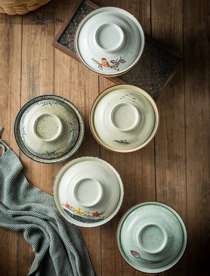 Omedelbar Ramen Skål Med Lock Porslin Stor Kapacitet