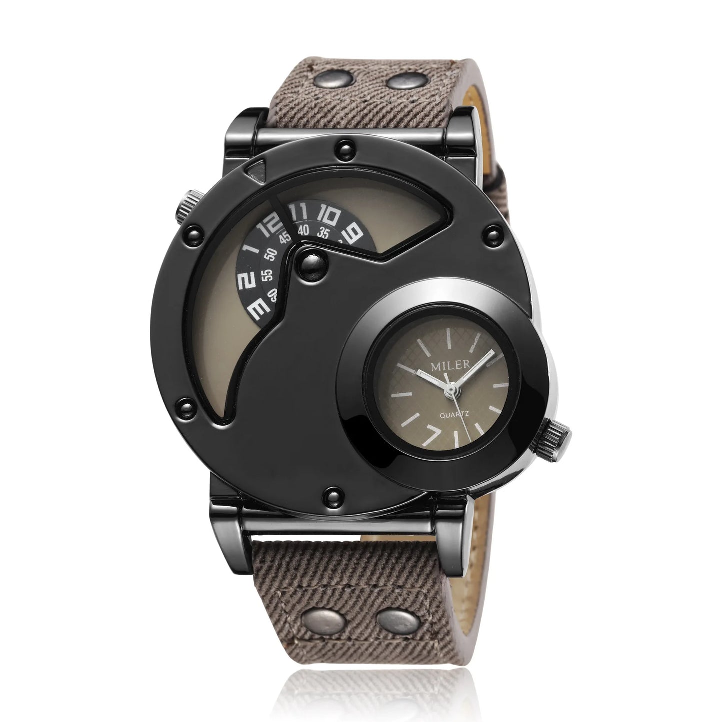 Quartz Sport Watch With Fabric Strap Irregular Alloy Case