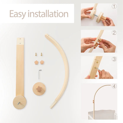 Móvil de cuna de conejo de madera Juguetes sensoriales para recién nacidos Suave