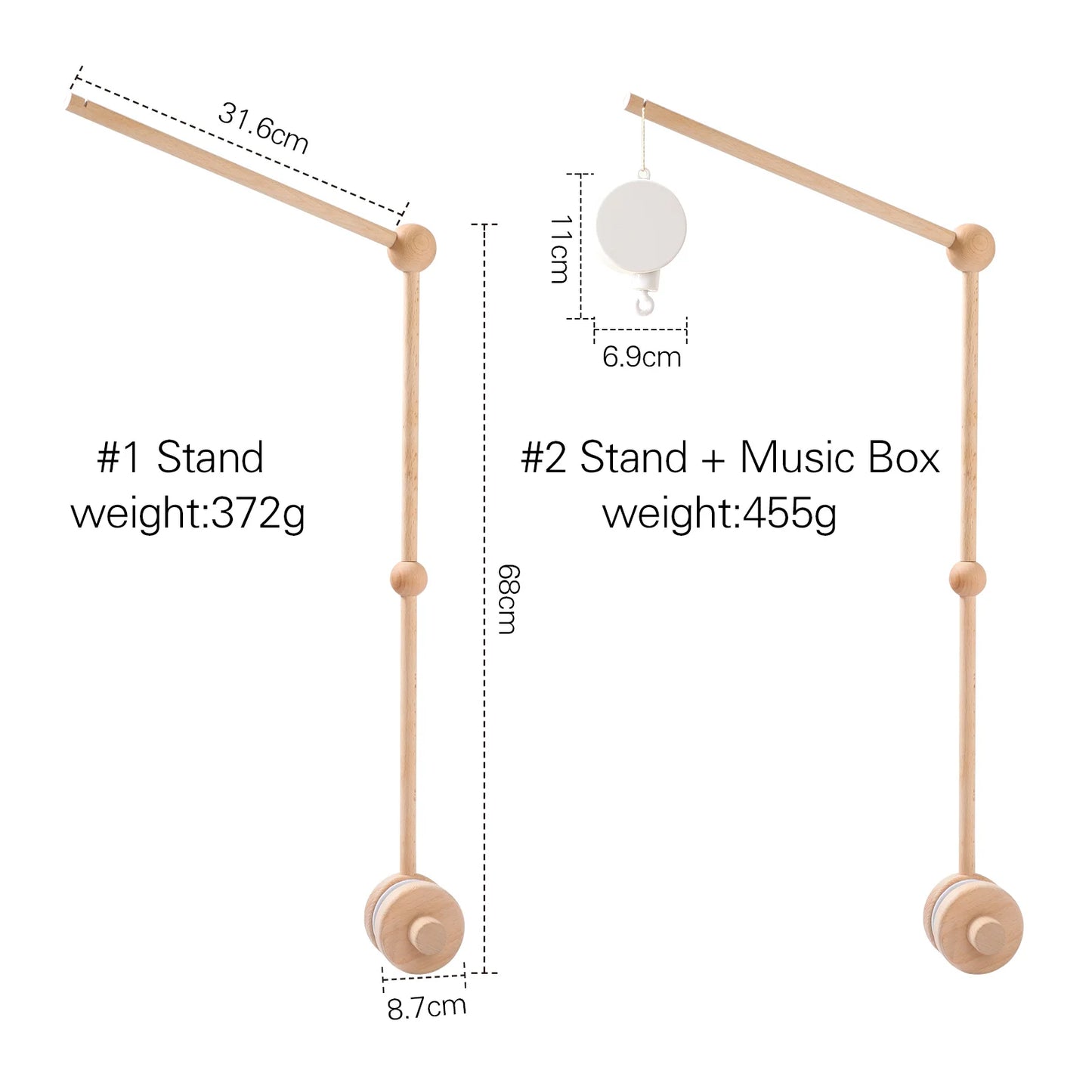 Baby Crib Mobile Wooden Nursery Newborn Sensory Toys