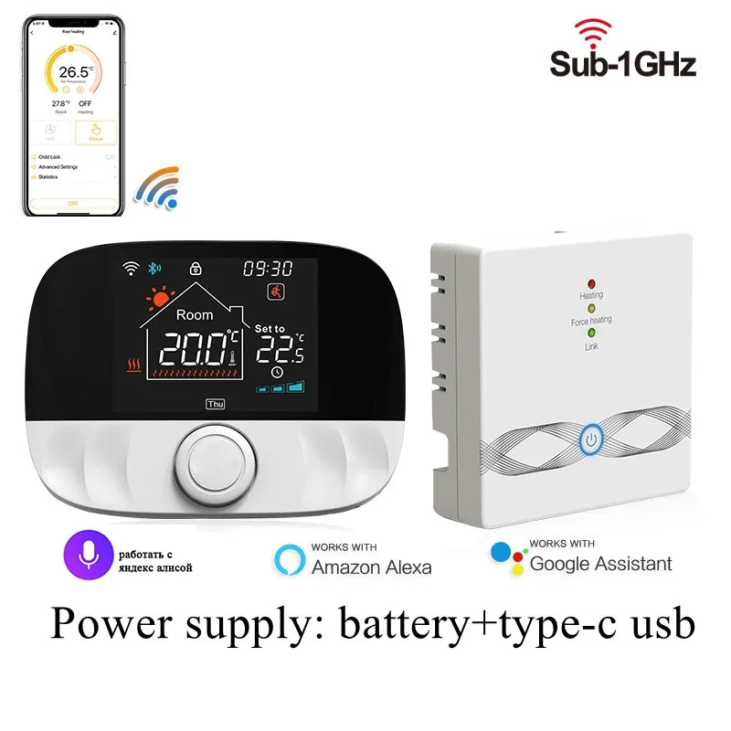 Smart Thermostat Wireless RF433 Floor Heating Control For Gas Boiler Tuya App USB Powered Fall 2025 Energy Saving