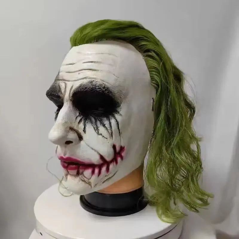Dark Knight Joker Full-Face Latex Cosplay Mask with Green Hair for Adults Halloween 2026