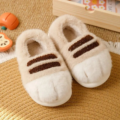 Pantofole calde e accoglienti unisex - design con zampa di gatto in peluche, pelliccia sintetica, uso interno per l'inverno