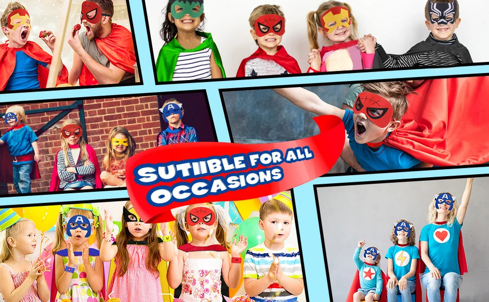 Set superheldencapes voor jongens en meisjes, verjaardagsfeest, cartoonverkleedkleding, Halloween-cosplayfeestbenodigdheden, paascadeau 2026