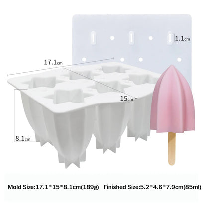 Variant image for 6-Hole Silicone Popsicle Molds for Homemade Ice Cream, Easy Release Ice Pop Maker with Cover and Sticks-6
