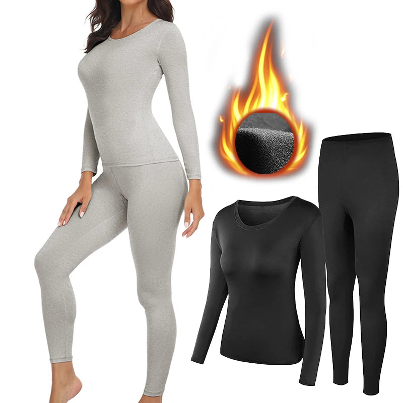 Conjunto de calzoncillos largos térmicos para mujer con forro polar ultrasuave, paquete de 2 capas base para clima frío