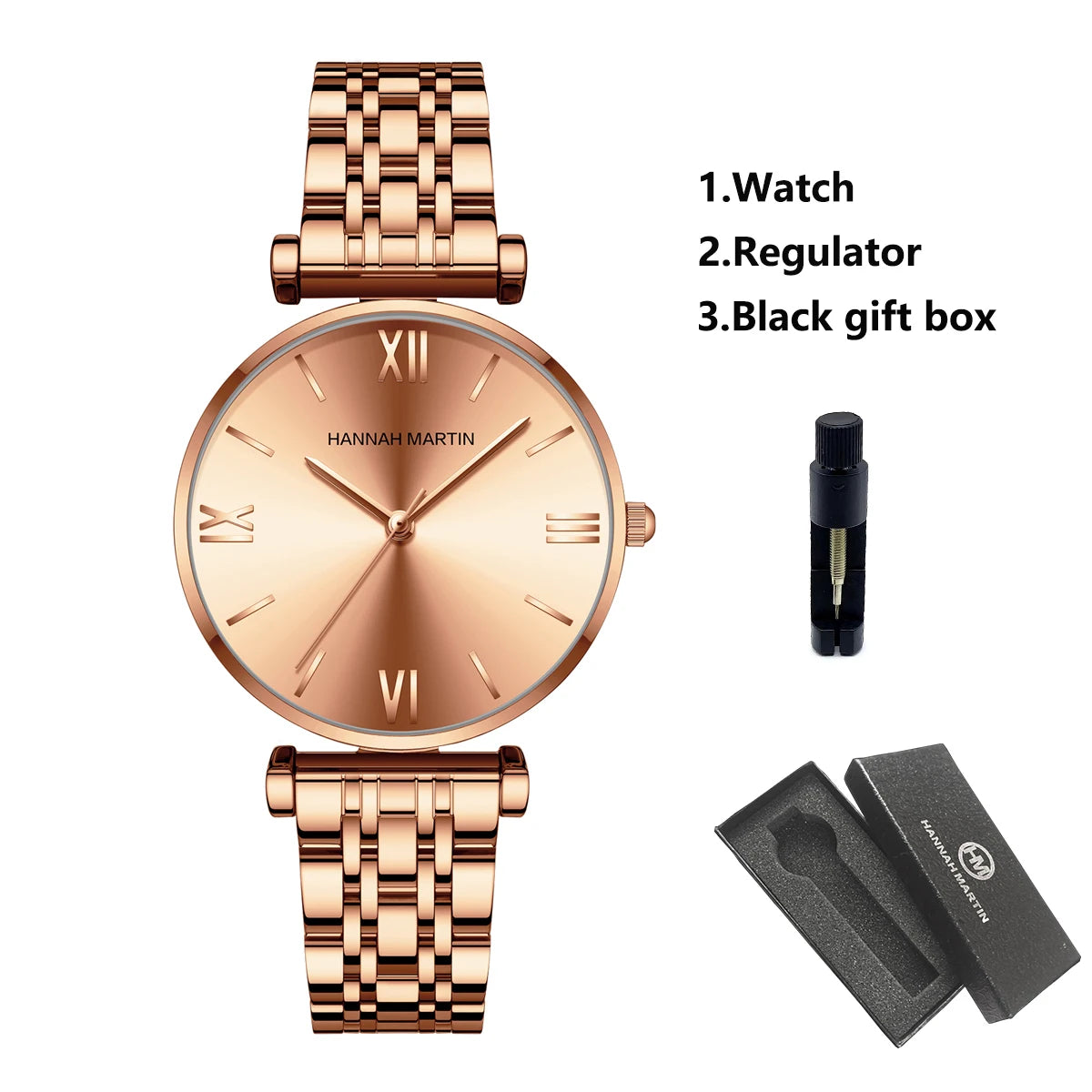 Timeless women's rose gold quartz wristwatch - stainless steel water-resistant minimalist round dial