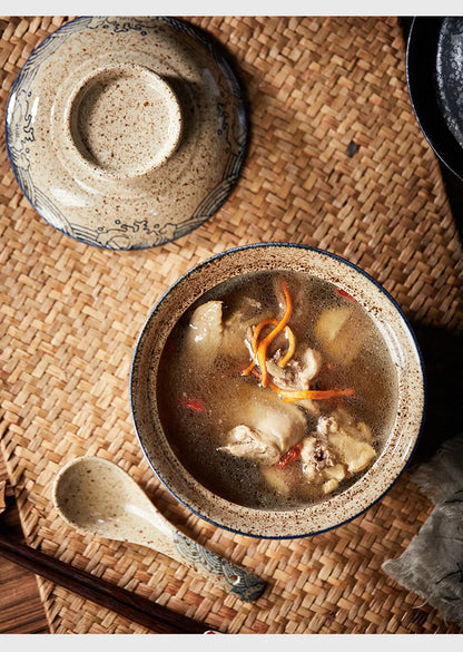 Ramen Skål Stor Keramik Med Lock Retro Höst 2025 Bordsporslin