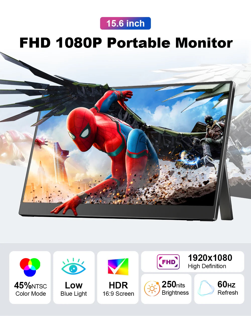 Portable 15.6 Inch FHD IPS Gaming Monitor 3ms Speaker