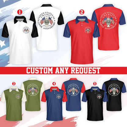 Breathable men's golf polo shirt - short sleeve, cotton blend, for patriotic events