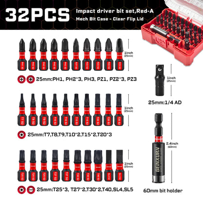 Impact Screwdriver Bits Set S2 Steel 32Piece With Magnetic Bit Holder And Case Fall 2025 DIY Gift