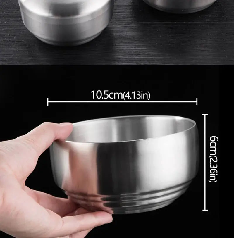 Cuenco para arroz de acero inoxidable de doble capa con tapa aislada