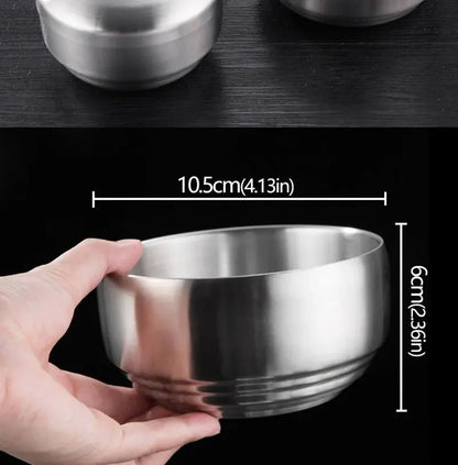 Cuenco para arroz de acero inoxidable de doble capa con tapa aislada