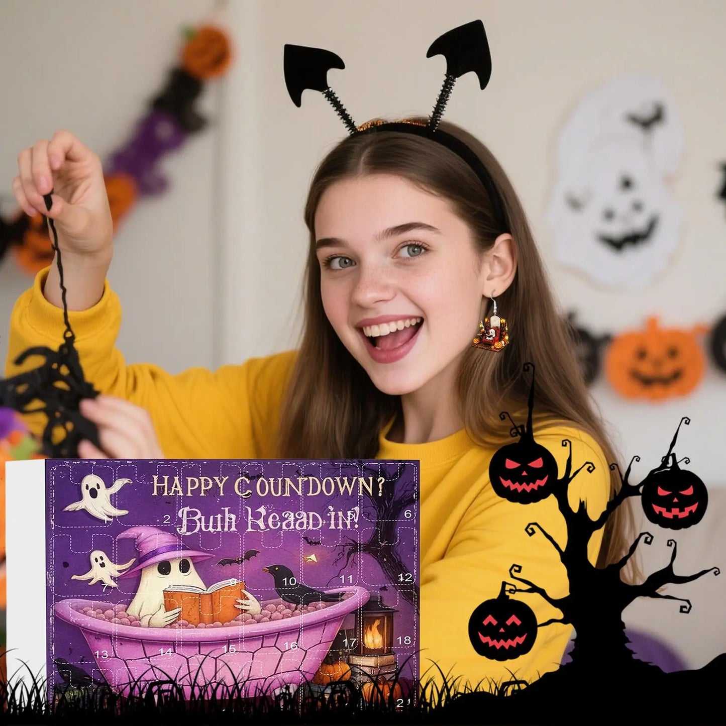 Calendario dell'Avvento di Halloween Orecchini Fantasma Set da 24 Giorni