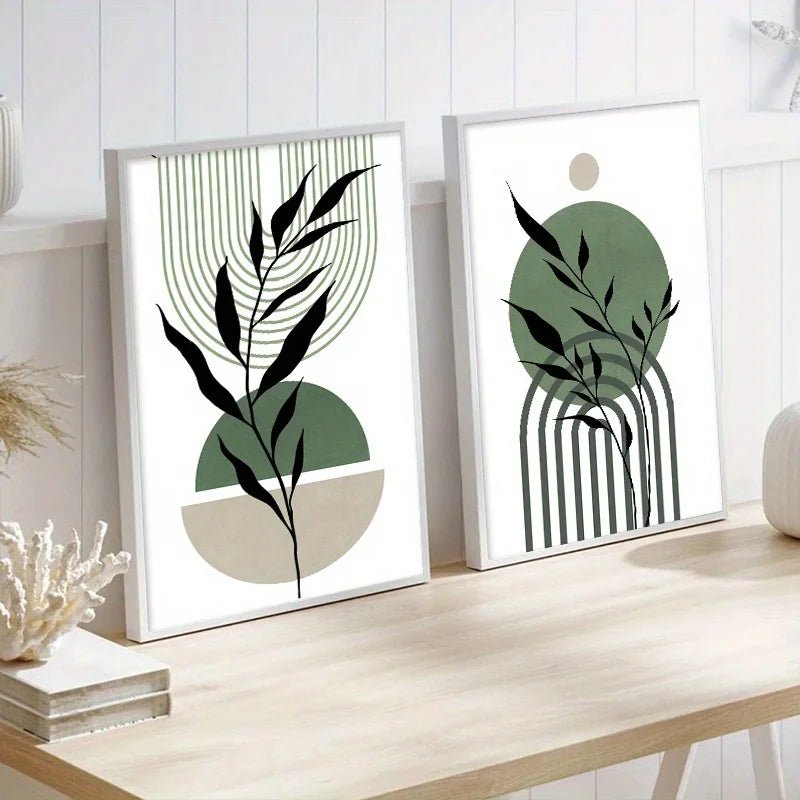 Sage Green Boho Wall Art Set 3Pc Mid Century Prints