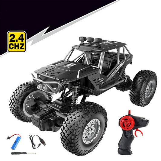 Remote Control Car Off Road Monster Truck Rock Crawler 4WD Dual Motors Metal Shell LED Headlights Kids Gift Fall 2025