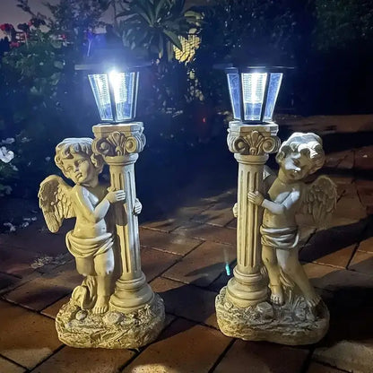 Statua luce angelo solare 49 cm luce da sentiero da giardino esterno decorazione religiosa cattolica idea regalo