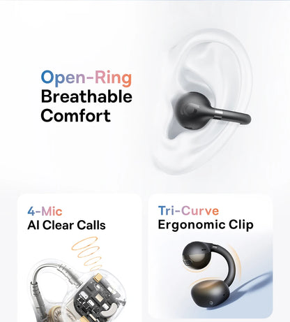 Baseus BC1 Open-Ear Clip Earbuds Bluetooth 6.0 – 4-Mic Noise Cancellation Super Bass IP55 Sports 2026