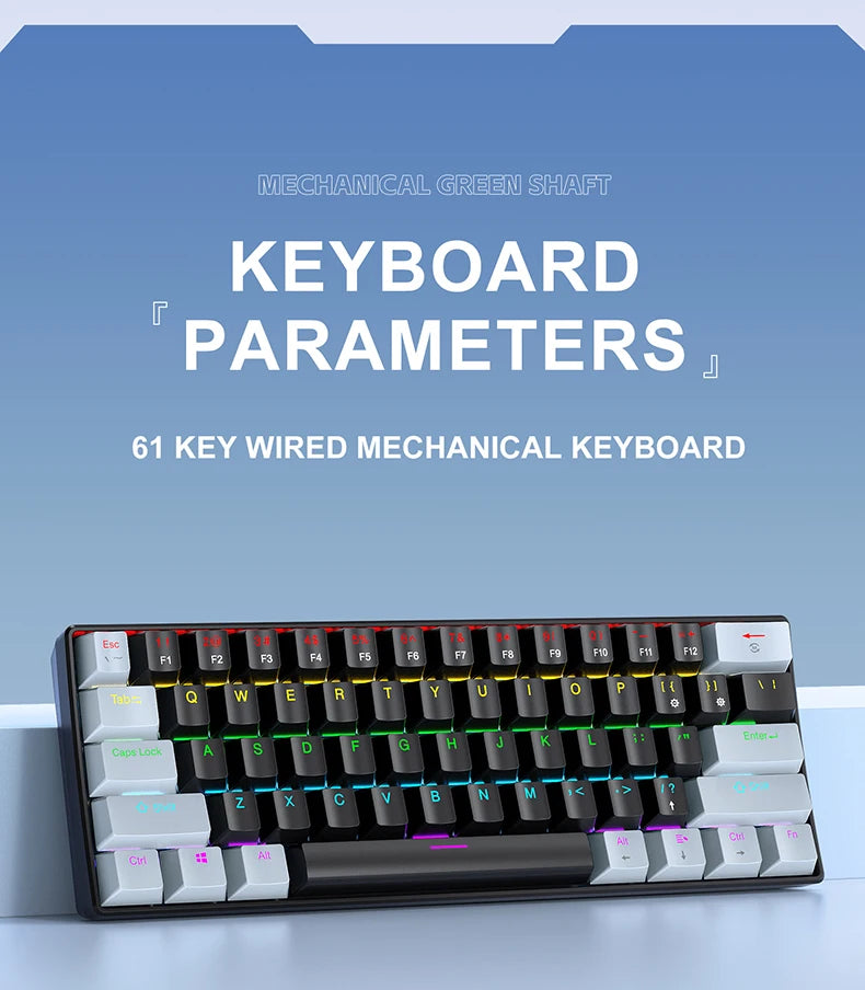 Teclado Mini Mecánico con Cable RGB Portátil 60 Porciento