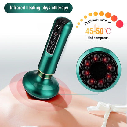 Masseur électrique par ventouses à vitesses multiples avec thérapie par aspiration et chauffage infrarouge, portable, ressort 2026 Tendance bien-être