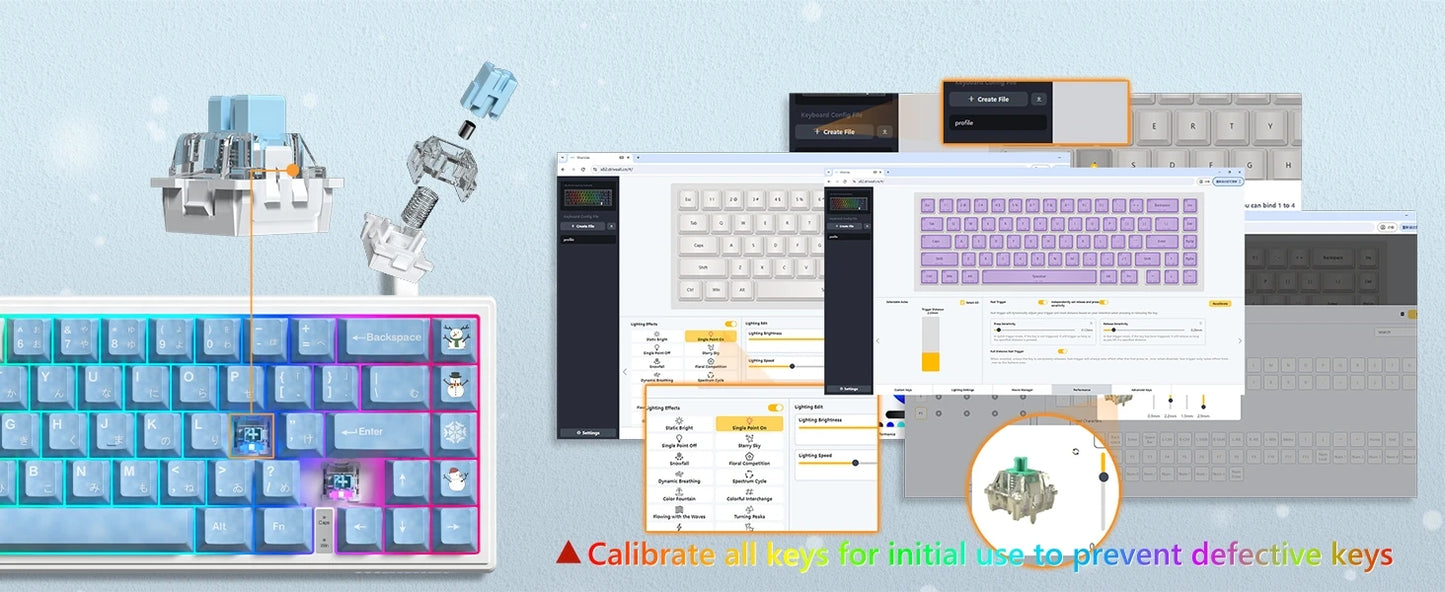 Tastiera meccanica 68 tasti effetto Hall RGB cablata compatta