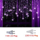 Guirlande lumineuse LED imperméable en forme de flocon de neige - Rideau de fée clignotant pour fêtes de fin d'année, mariages et décorations extérieures - 3,2 m (125,9 pouces)