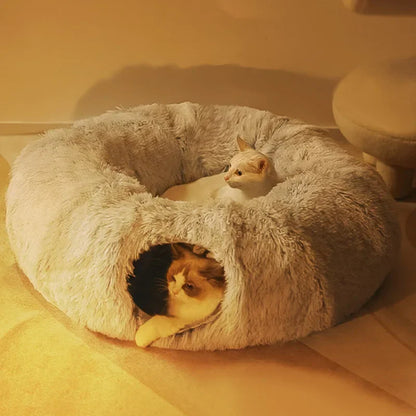 Kattenbed 95 Cm 2 In 1 Rond Pluche Nest Huis Herfst 2025 Gezellig Afneembare Hoes Wasbaar Diepe Slaap