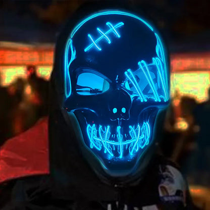 LED Glowing Skull Mask Full Face Halloween 2025 Cosplay