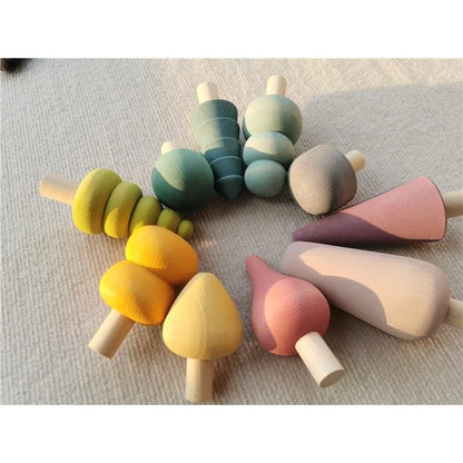 Wooden Building Blocks Pastel Nordic Stacking Play Set Fall 2025 Eco Friendly Imaginative Play Gift