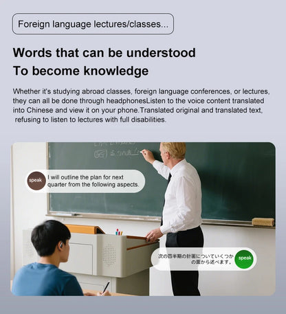 AI Translation Earbuds With Noise Canceling Ear Hook Sports