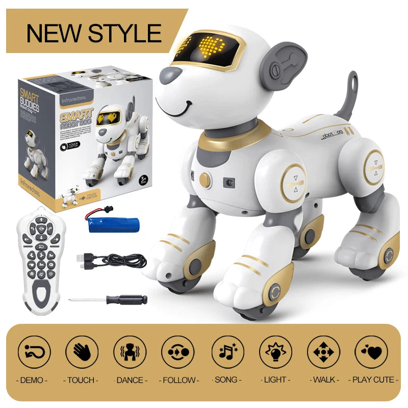 Programmable Voice Command RC Robot Dog - Interactive Stunt Toy for Kids, Musical Companion