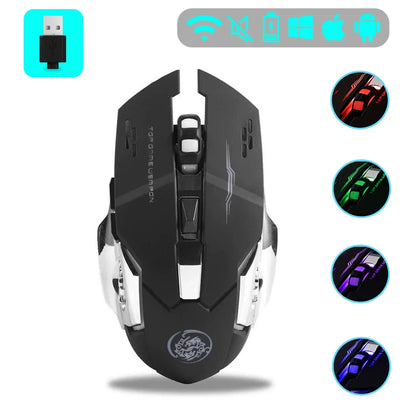 Wireless Gaming Mouse Rechargeable Silent RGB Backlight