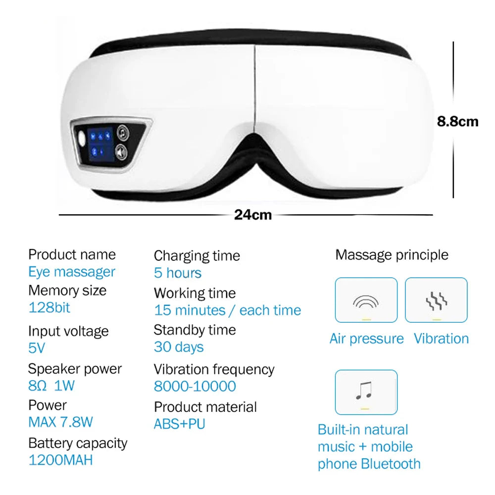 Eye Massager Medium Airbag Compression Bluetooth Music Sleep Aid AI Trending 2026 Wellness Gift