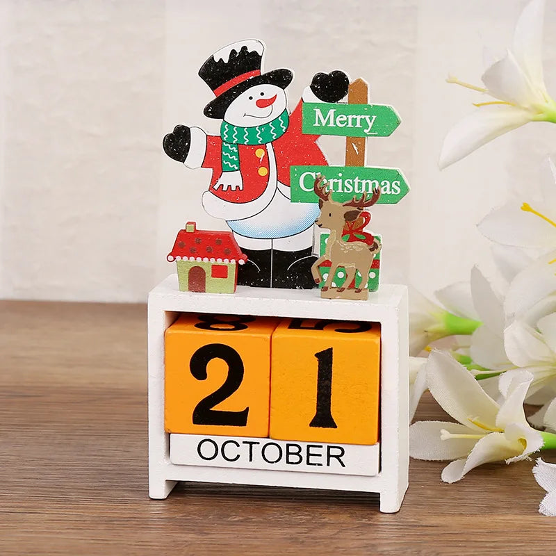 Adorno de calendario de cuenta regresiva de madera para Navidad, decoración de mesa