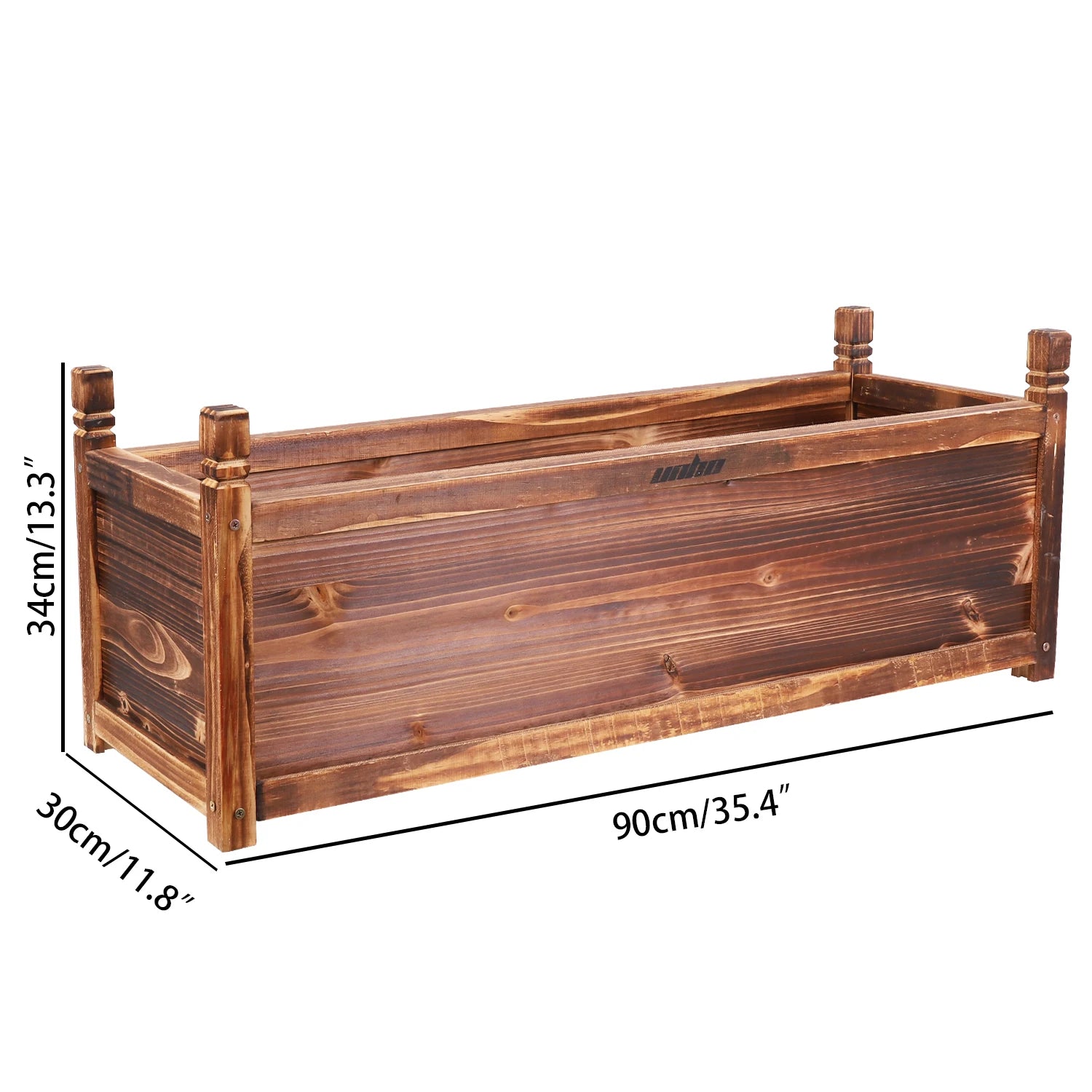 Variant image for Large Outdoor Wooden Planter Box - Solid Pine Raised Garden Bed for Flowers and Vegetables - Easy Assembly, Dark Brown Finish-2