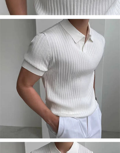 Quick-dry men's golf polo shirt - slim fit short sleeve, polyester, for sports and casual wear