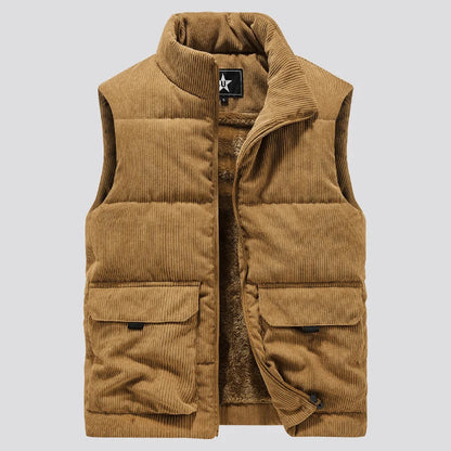 Insulating Mens Fleece Vest - Quilted Corduroy, Casual