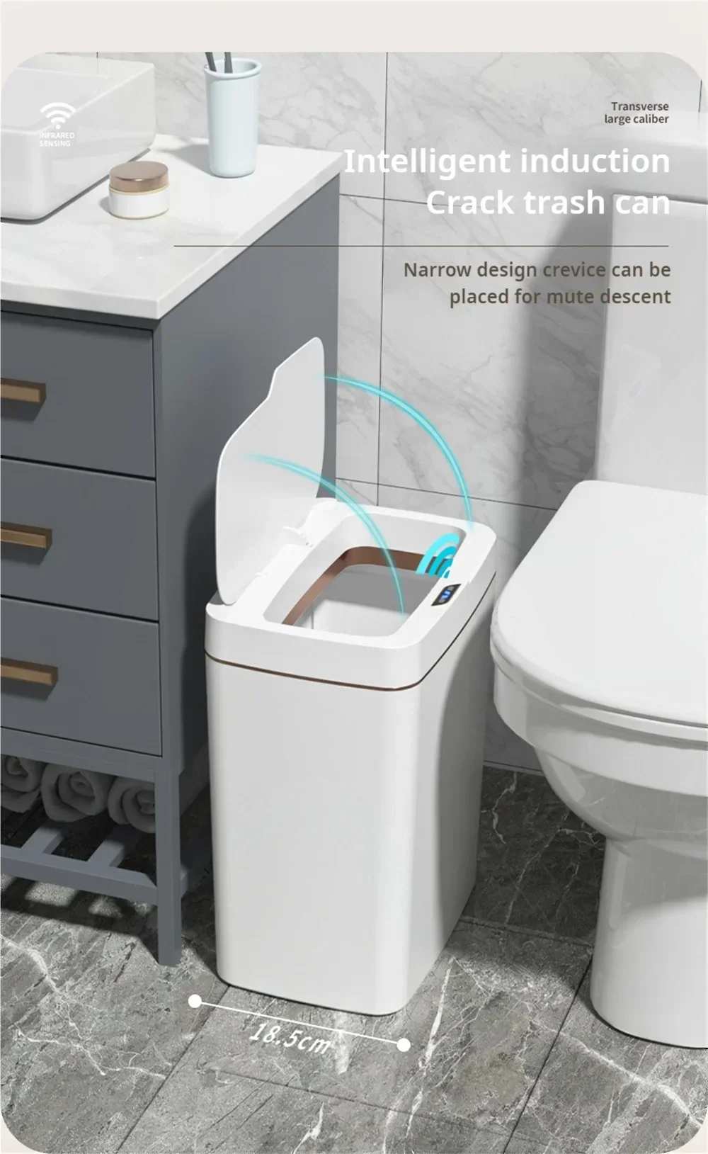 Touchless Smart Sensor Trash Can 15L Waterproof Automatic