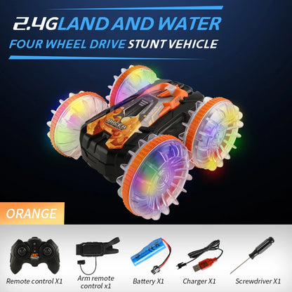 Remote Control All-Terrain Stunt Vehicle - Double-Sided Drifting Car with Lights, Ideal Outdoor Toy for Boys