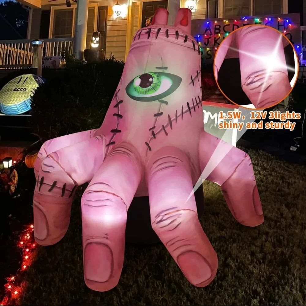 Giant Halloween Inflatable Hand with LED Lights – Scary Yard Decoration for Outdoor and Indoor Use