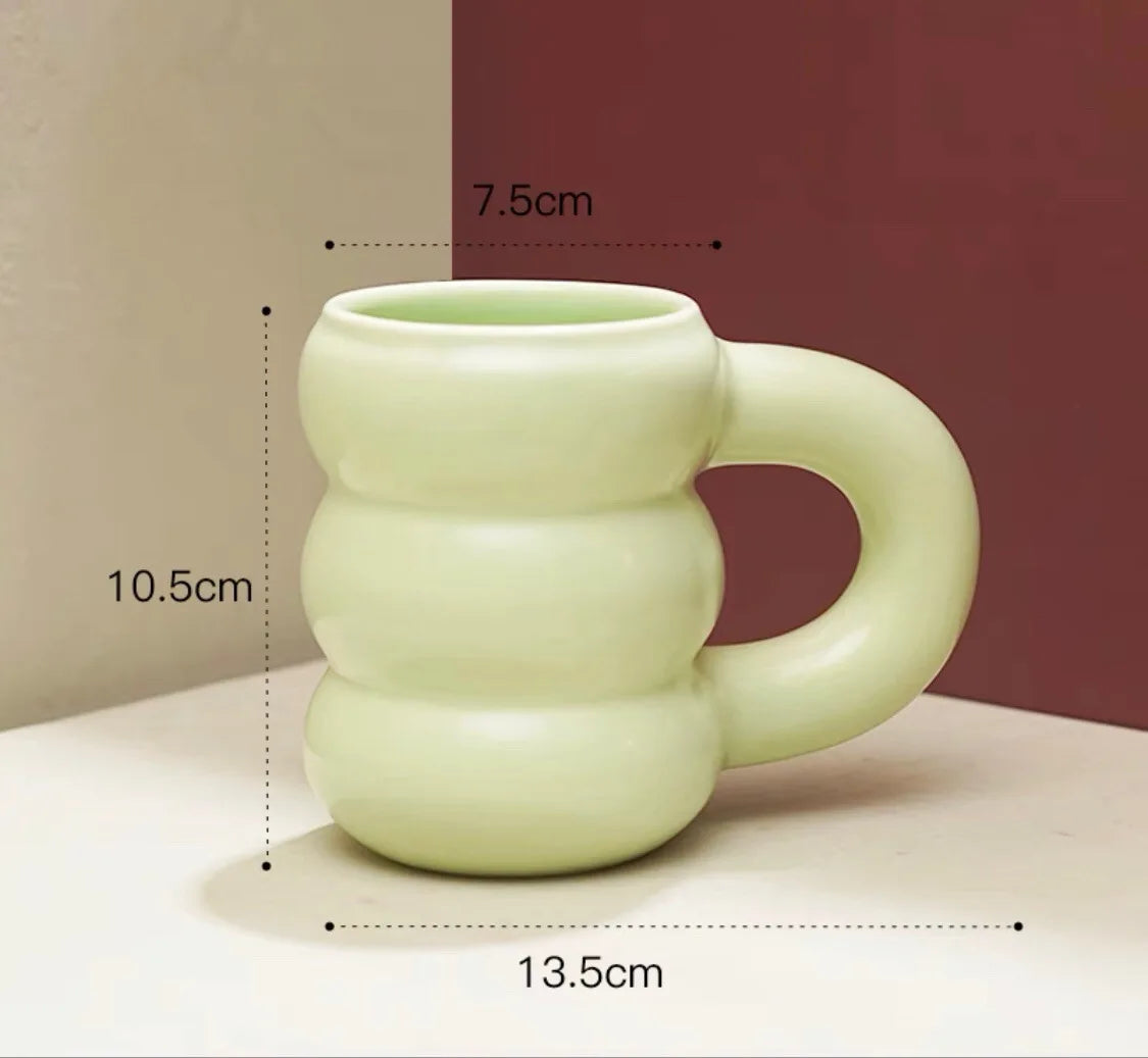 Keramisk Krus Ergonomisk Greb Skulpturel Nordisk Kaffekop Efterår 2025, Overdimensioneret Håndtag Hygge Gave
