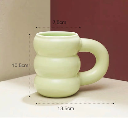 Keramisk Krus Ergonomisk Greb Skulpturel Nordisk Kaffekop Efterår 2025, Overdimensioneret Håndtag Hygge Gave