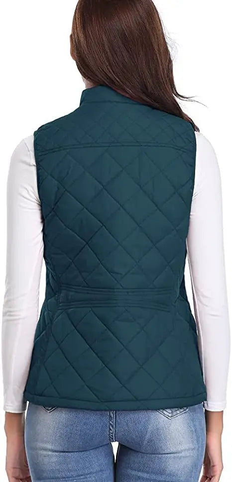 Lightweight Women Quilted Vest - Stand Collar Cotton Winter
