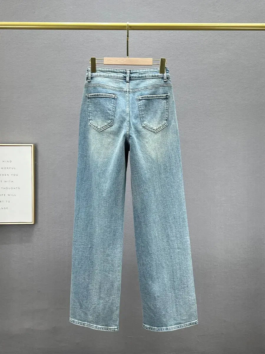 Loose Fit Casual Pants for Women in Blue, Breathable Cotton Polyester, Everyday Comfort Trousers-6